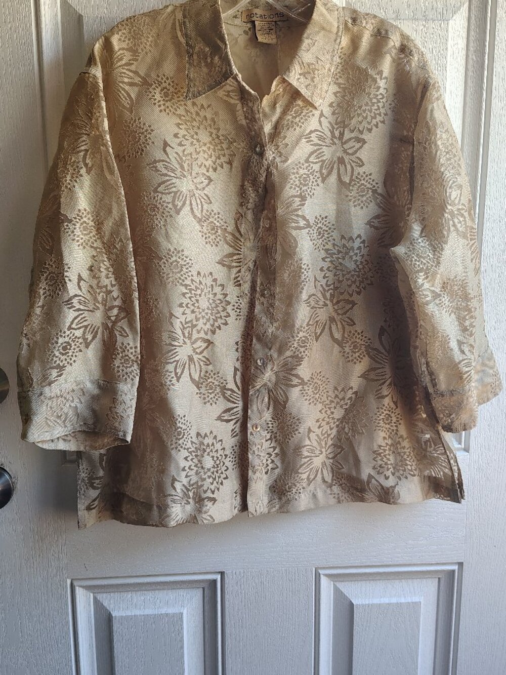 Womens Sheer Button Down Blouse
